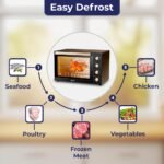 SPJ Electric Oven, 80L Oven, 2400W With 7 Power Levels, 70-250 °C Adjustable Temp.,120 Minutes Timer, 360° Motorised Rotisserie, Inner Lamp, Easy to Use, Color - Brown, EOW-BR80L01, 1 Year Warranty - Image 7