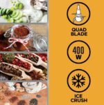 Kenwood 400W Electric Food Chopper with 500ml Bowl, 2 Speeds, Stainless Steel Quad Blade, Rubber Lid, Ice Crushing Function CHP40.000BK Black - Image 2