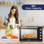 SPJ Electric Oven, 80L Oven, 2400W With 7 Power Levels, 70-250 °C Adjustable Temp.,120 Minutes Timer, 360° Motorised Rotisserie, Inner Lamp, Easy to Use, Color - Brown, EOW-BR80L01, 1 Year Warranty - Image 4