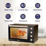 SPJ Electric Oven, 80L Oven, 2400W With 7 Power Levels, 70-250 °C Adjustable Temp.,120 Minutes Timer, 360° Motorised Rotisserie, Inner Lamp, Easy to Use, Color - Brown, EOW-BR80L01, 1 Year Warranty - Image 8