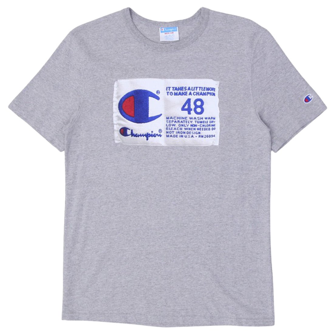 A0183089A Mens Champion Logo Gray Crewneck T-Shirt - Image 1