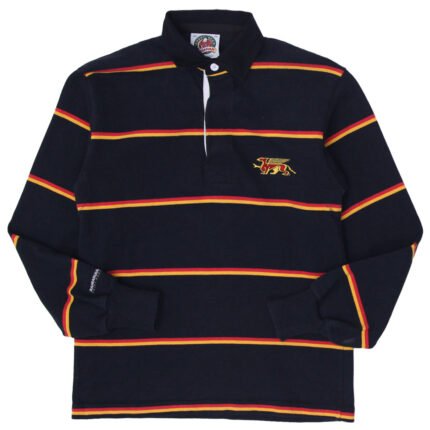 Vintage Rugby Wear Barbarian Stripe Long Sleeve Polo T-Shirt