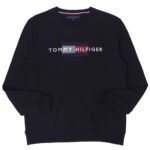 Mens Embroidered Tommy Hilfiger Logo Black Sweatshirt
