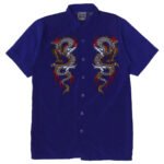 Mens Authentic Shaolin Dragon Print Short Sleeve Shirt