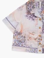 Cascadian Kids Poplin Shirt Blue Botanical Floral - Image 3