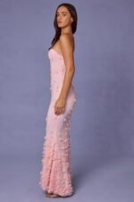 Lace-Up Corset Maxi Dress in Soft Pink - Image 3