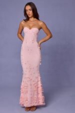 Lace-Up Corset Maxi Dress in Soft Pink - Image 6