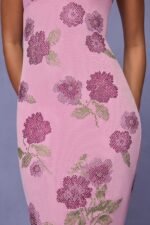 Sequin-Embellished Halterneck Maxi Dress in Soft Pink - Image 4