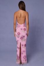 Sequin-Embellished Halterneck Maxi Dress in Soft Pink - Image 6