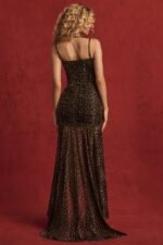 Ruched Asymmetric Corset Gown in Leopard Print - Image 2