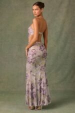 Embellished Cut-Out Fishtail Maxi Dress in Lilac Hotfix - Image 6