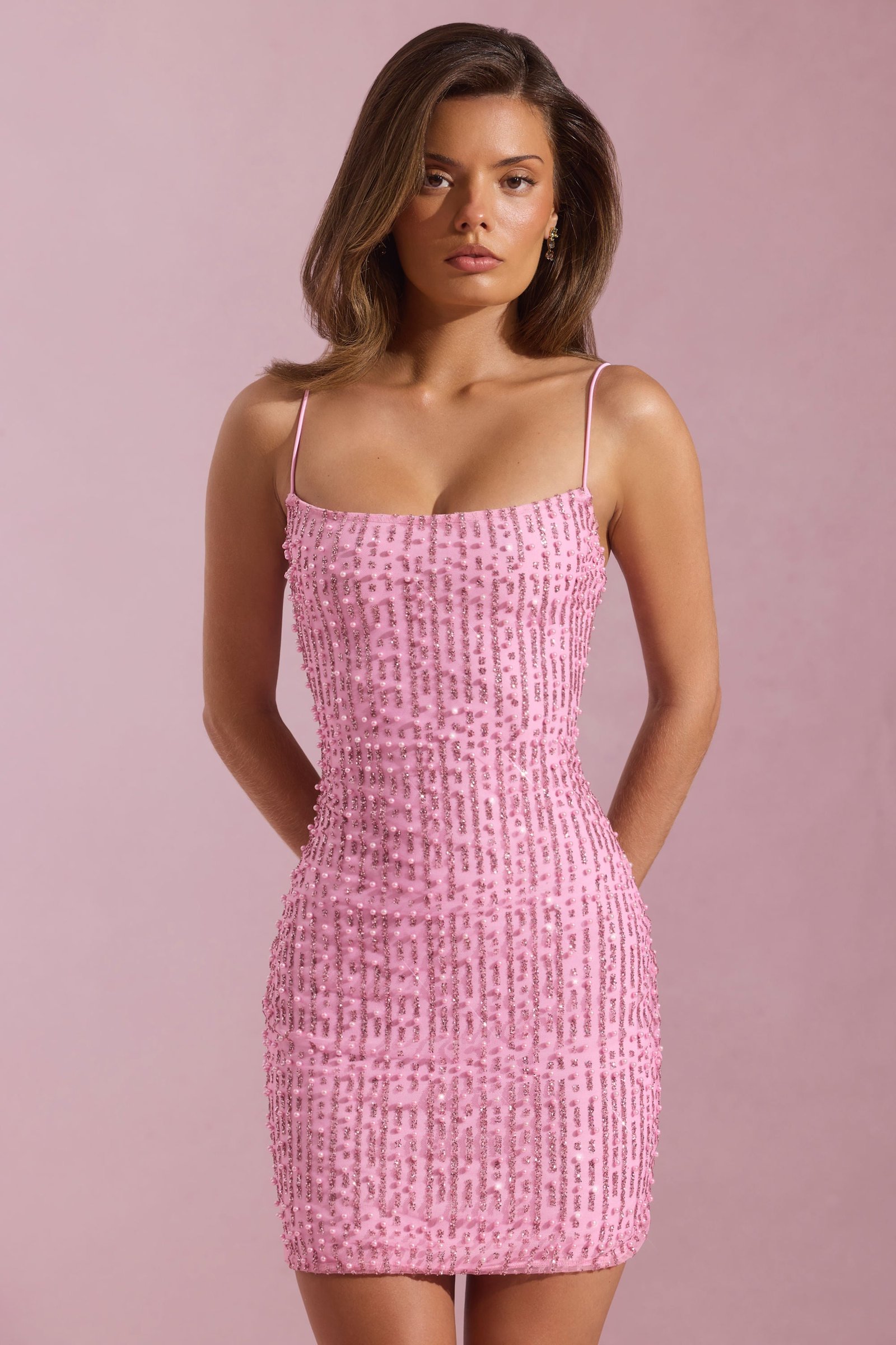 lunetta-embellished-scoop-neck-bodycon-mini-dress-pink_2_250805021145 Embellished Scoop-Neck Bodycon Mini Dress in Pink - Image 1