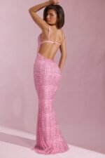 Embellished Cowl-Neck Backless Maxi Dress in Pink - Image 7