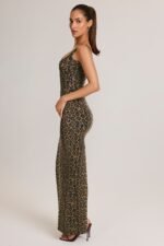 Modal Scoop-Neck Maxi Dress in Leopard Print - Image 3