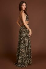 Plunge Cut-out Maxi Gown in Leopard Print - Image 4