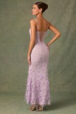 Embellished Fishtail Corset Gown in Lilac - Image 2
