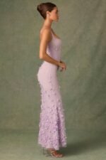 Embellished Fishtail Corset Gown in Lilac - Image 3