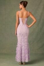 Embellished Fishtail Corset Gown in Lilac - Image 7