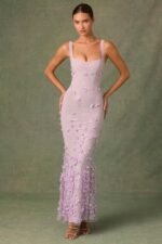 Embellished Fishtail Corset Gown in Lilac - Image 8