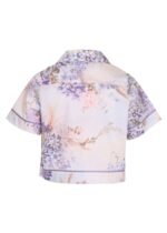 Cascadian Kids Poplin Shirt Blue Botanical Floral - Image 2