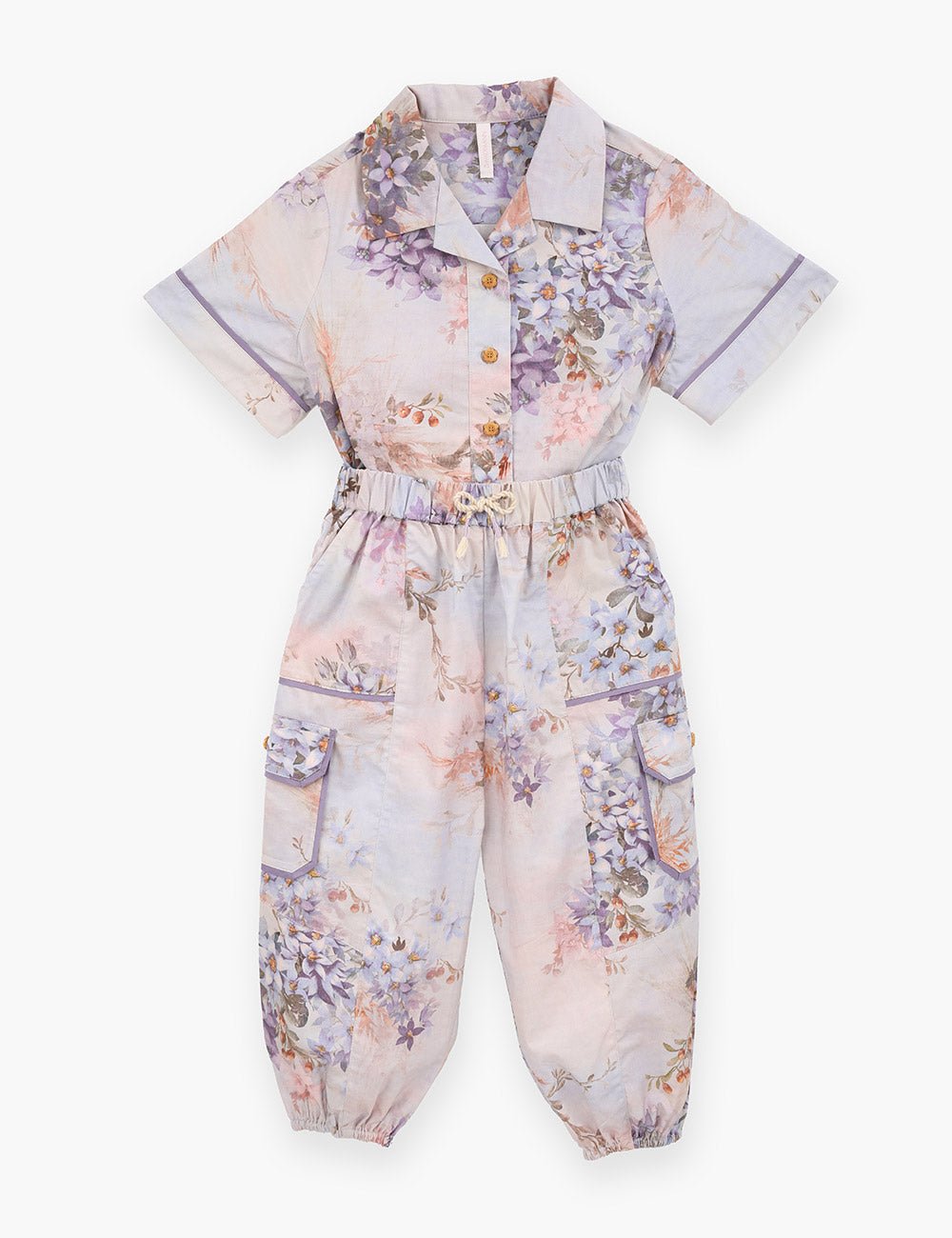 Cascadian Kids Poplin Pants  Blue Botanical Floral - Image 3